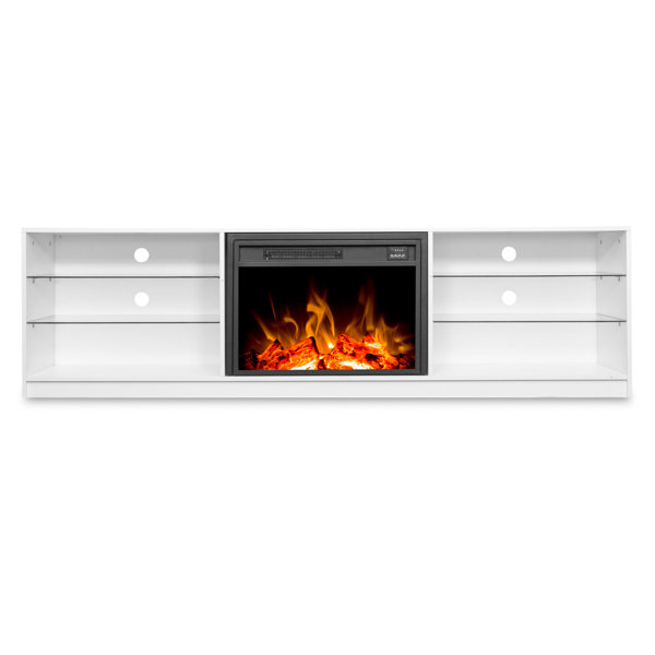 Latitude Run® Aldeen White Tv Stand Fireplace With Storage Wayfair Canada